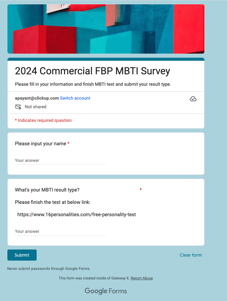 Google Forms Market Research Form Template